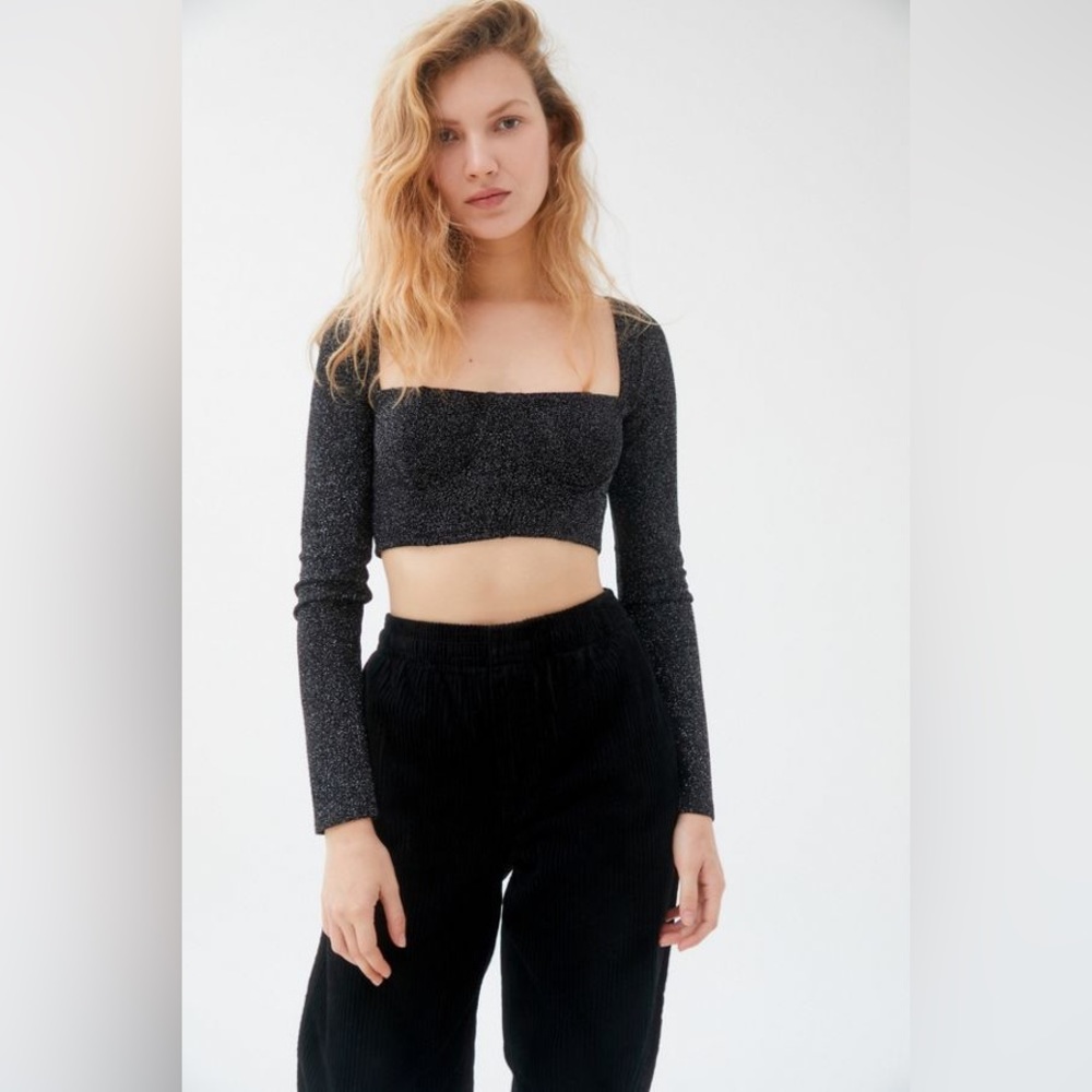 Urban Outfitters black longsleeve sparkly top